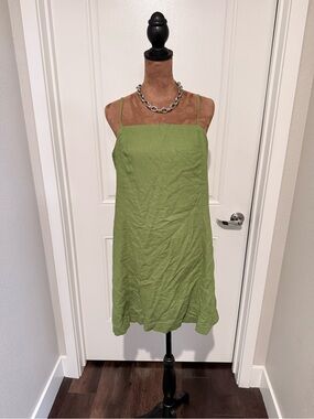 Gap Linen Blend Green Slip Dress Size Medium